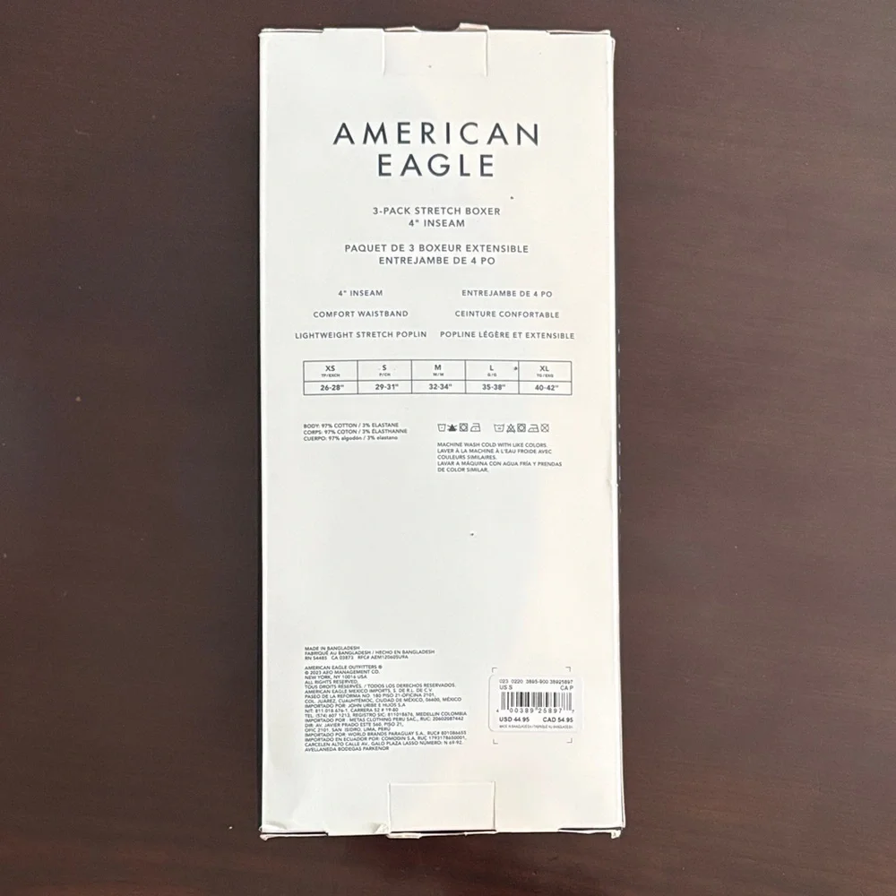 American Eagle Outfitters Men's 4” Boxers Lightweight Stretch‎ Poplin NWT Small